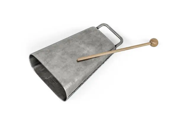 Steel cowbell isolated on white background - 3d render