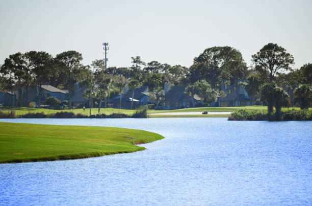 istock Residential district with lake 1287252510
