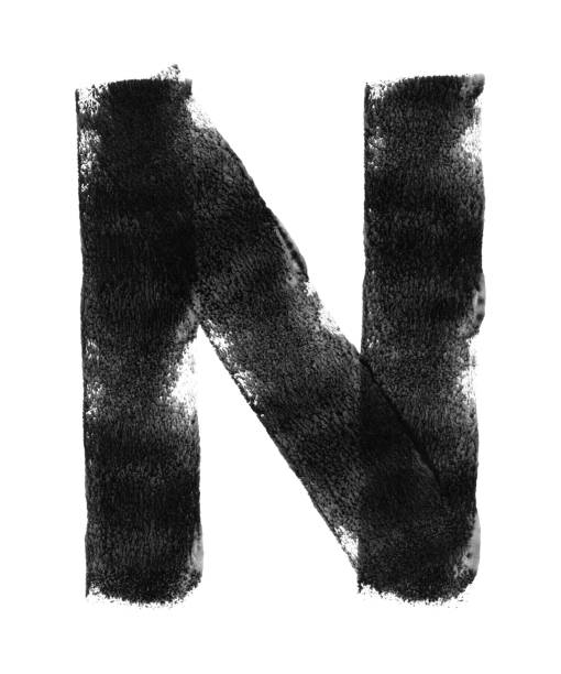 istock Big N alphabet letter isolated on white paper background - abstract vector illustration painted slowly and carefully with three straight lines - uneven imperfect irregular bad painted sign 1287253668