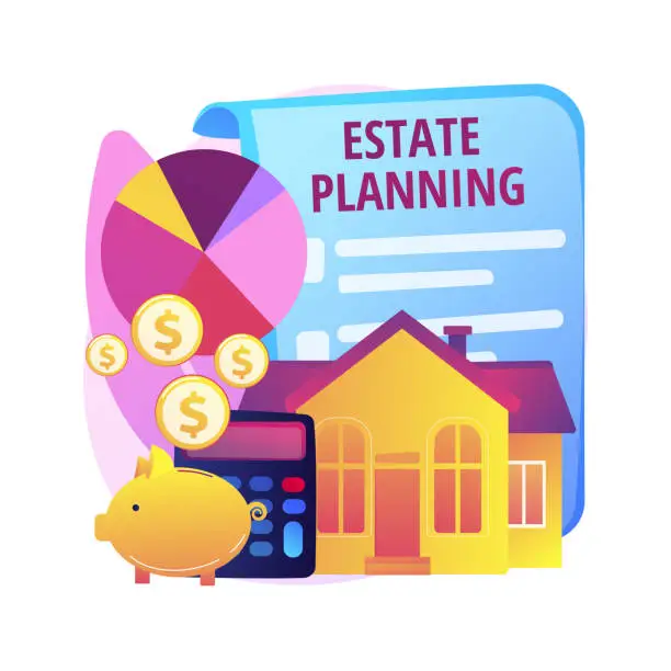 Vector illustration of Estate planning abstract concept vector illustration.