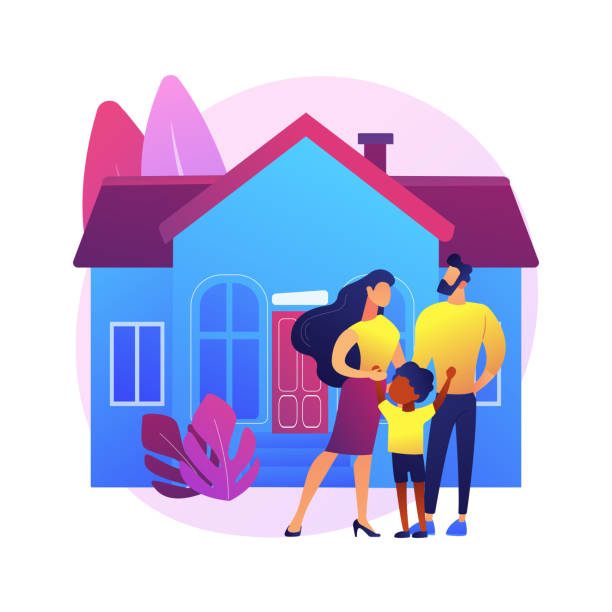 Family house abstract concept vector illustration. Family house abstract concept vector illustration. Single-family detached home, family house, single dwelling unit, townhouse, private residence, mortgage loan, down payment abstract metaphor. duplex stock illustrations