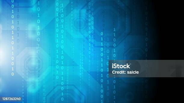 Dark Blue Technology Background With Binary Code Stock Illustration ...