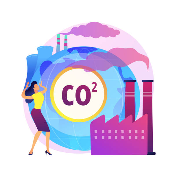 グローバルなco2排出量の概念ベクトルのイラスト。 - footprint carbon environment city点のイラスト素材／クリップアート素材／マンガ素材／アイコン素材