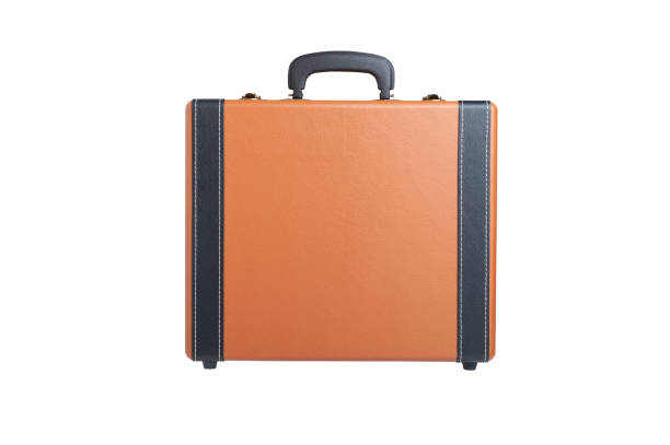 istock orange leather suitcase in retro style isolated on white background 1287264654