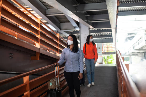 istock Women walking with suitcases in ramp 1287265304
