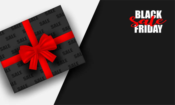 istock Black Friday Sale. Design with gift box on black background .Vector. illustration. 1287266179