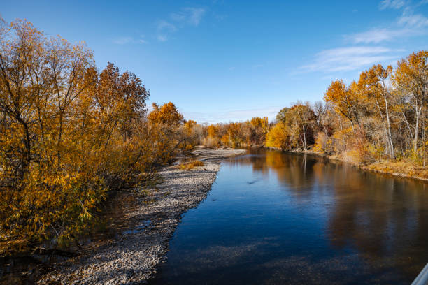 fleuve de boise dans la couleur d’automne - pocatello photos et images de collection