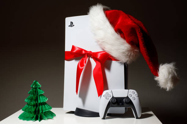 sony playstation 5 christmas gift edition - edition imagens e fotografias de stock