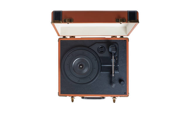 istock brown turntable gramophone in suitcase, vinyl record player isolated on white background 1287266547