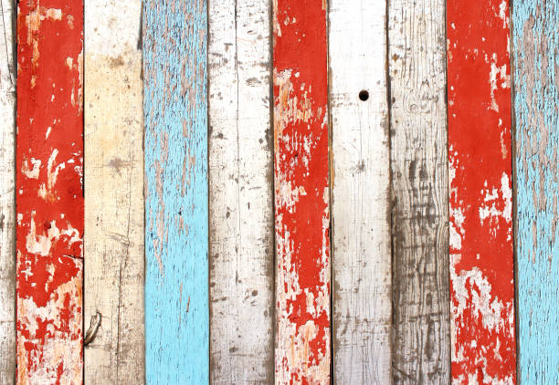 istock Ancient wooden planks with cracked paint 1287266554
