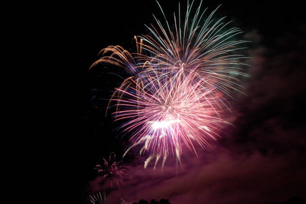 istock Fireworks also display pyrotechnics in a black night sky, magnificent rainbow colors. Germany. 1287266608