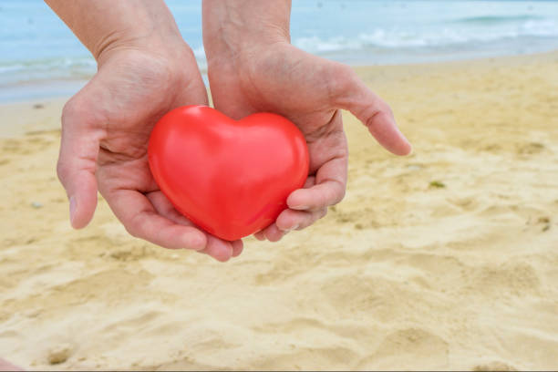 Two Hand holding The Heart shape on white background.Love Concept .Copy space for text.Clipping path