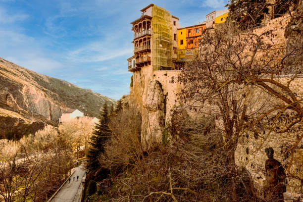 panoramic view of the cliffs and the town of Cuenca. Spain stock photo