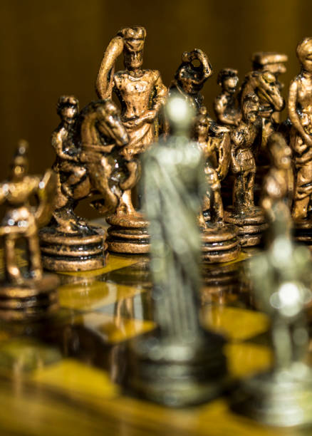 istock Classic Persian chess with bronze and silver pieces, king, mate 1287275026