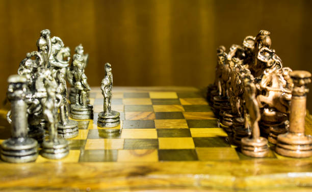 istock Classic Persian chess with bronze and silver pieces 1287275028