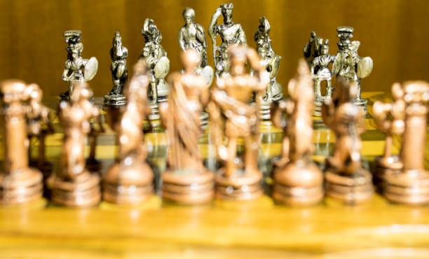 istock Classic Persian chess with bronze and silver pieces 1287275030