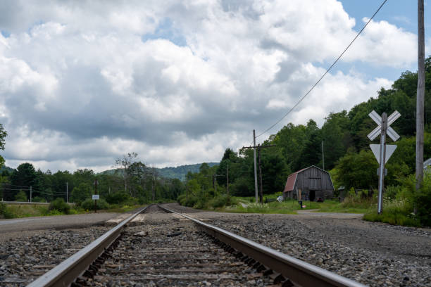 istock Railroad Crossing and Old Barn 1287277560