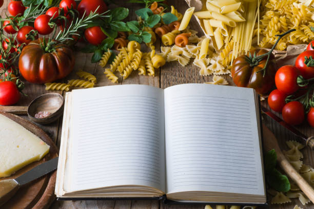 istock Abstract background ingredients for making pasta with various pasta on a wooden rustic table. Italian food 1287278684