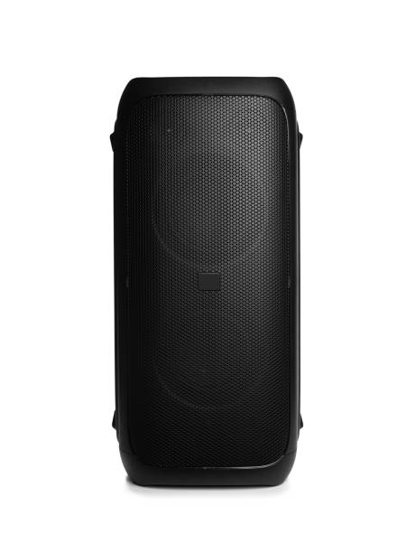 istock Portable big black speaker isolated on a white background. 1287284510