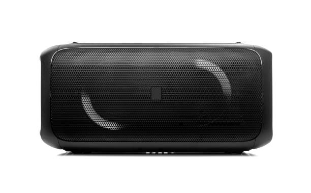 istock Portable big black speaker isolated on a white background. 1287284619
