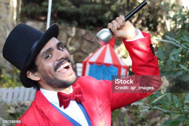Charismatic Ethnic Ringmaster In The Circus Stock Photo - Download Image Now - Ringmaster, Circus, 35-39 Years