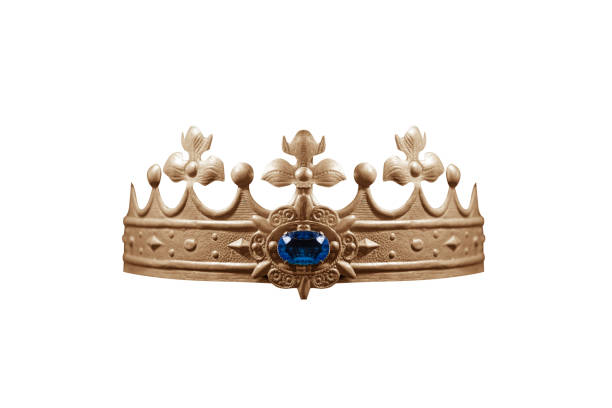 istock Crown with blue gemstone isolated on white. 1287289844