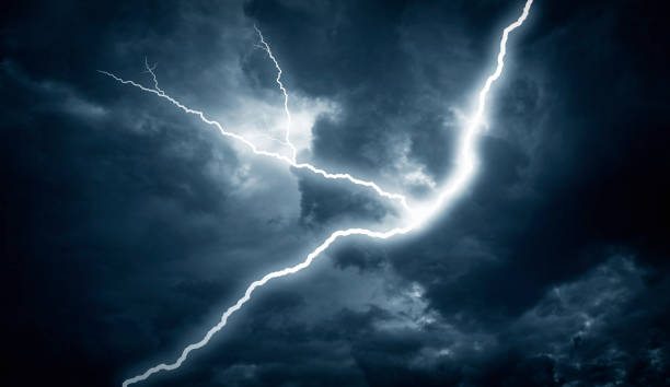 istock Lightning strike on the cloudy dark sky. 1287293293