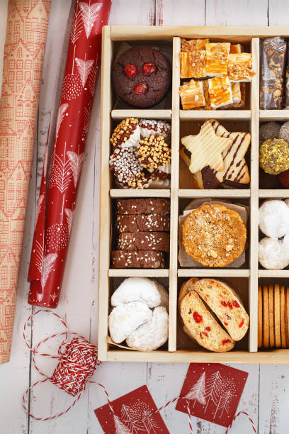 istock Christmas Shortbread Biscuits Cookies Assortment. Holiday Cookie Box. Assorted Christmas homemade cookies in wooden box. Sweet biscuits in a big wooden box. Christmas dessert table. Gift idea 1287294805