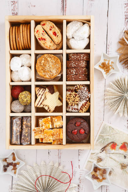 istock Christmas Shortbread Biscuits Cookies Assortment. Holiday Cookie Box. Assorted Christmas homemade cookies in wooden box. Sweet biscuits in a big wooden box. Christmas dessert table. Gift idea 1287294836