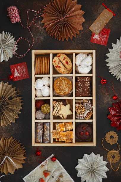 istock Christmas Shortbread Biscuits Cookies Assortment. Holiday Cookie Box. Assorted Christmas homemade cookies in wooden box. Sweet biscuits in a big wooden box. Christmas dessert table. Gift idea 1287294840