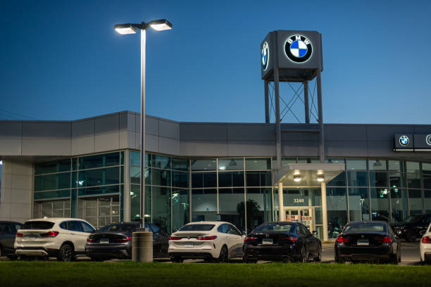 BMW Dealership Halifax, Canada - November 22, 2020 - O'Regans BMW/Mini dealership located in Halifax's North End. The German manufacturer had sales of over 2.5 million vehicles in 2019. bmw dealership stock pictures, royalty-free photos & images