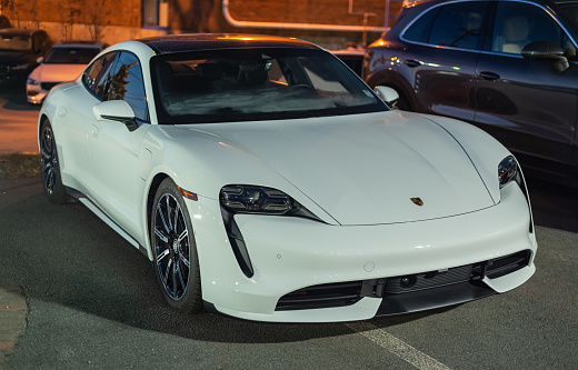 Halifax, Canada - November 22, 2020 - The 2020 Taycan 4S is Porsche's first series production electric car and features 522 horsepower, 0-60mph time of 4.0 seconds, top speed of 250km/h, and a range of 323km from the 800-volt electrical architecture.