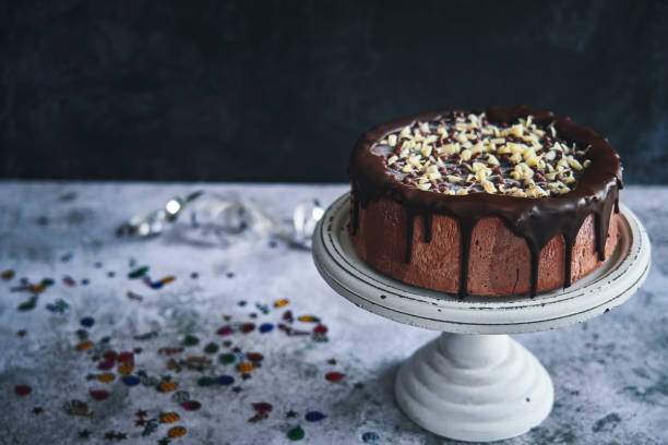 gâteau de couche de chocolat - plat à gâteau photos et images de collection