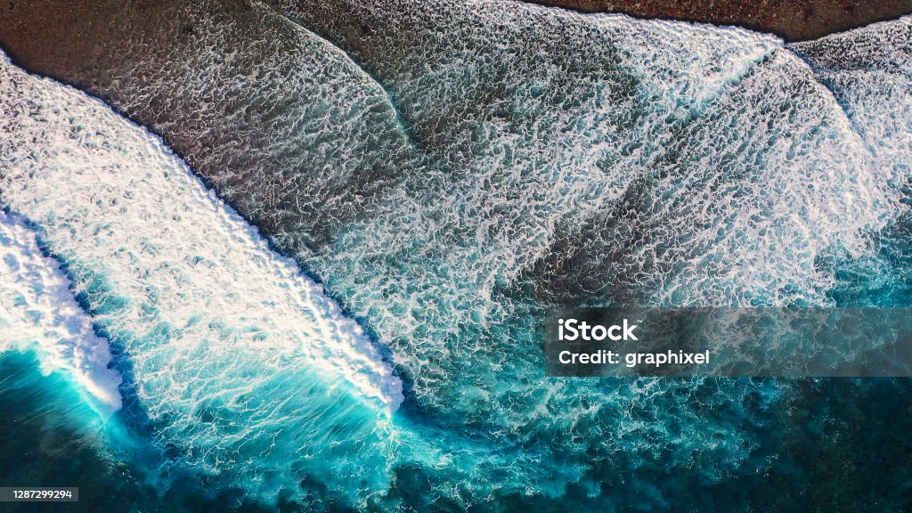Drone view of the ocean waves Slow Motion Stock Photo