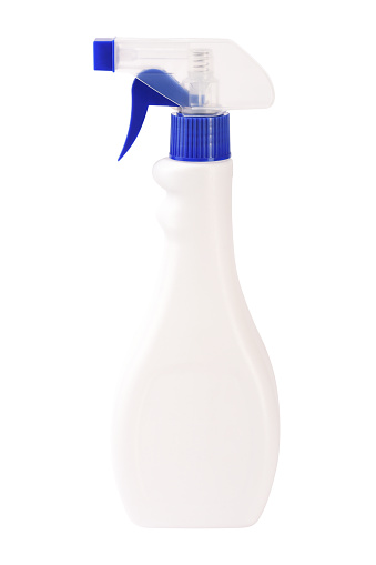 White plastic cleaning spray bottle (Clipping Path) on the white background