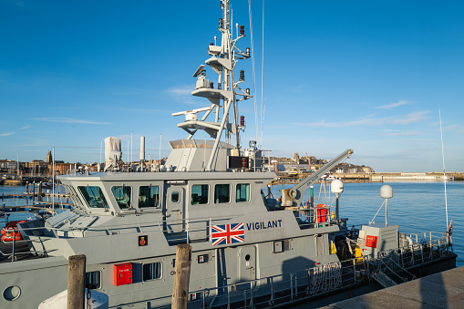 Ramsgate, UK - Nov 22 2020  A british border force control vessel called Vigilant in Ramgate Royal Harbour.