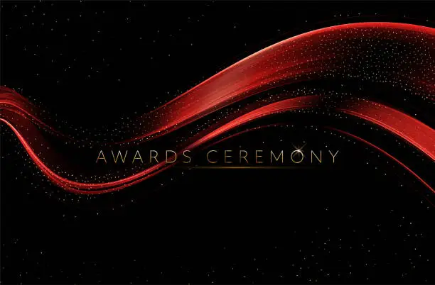 Vector illustration of Award nomination ceremony luxury background with golden glitter sparkles