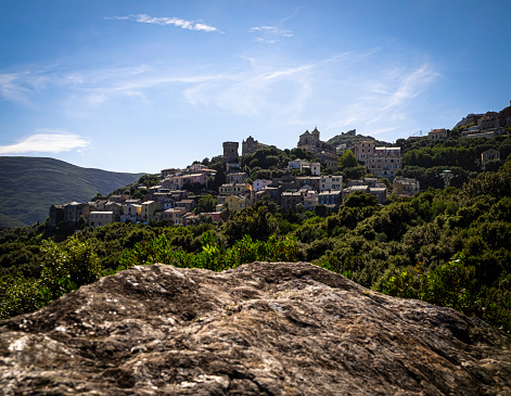 View of the village of Bettolacce in the municipality of Rogliano, Cap Corse, Corsica, France