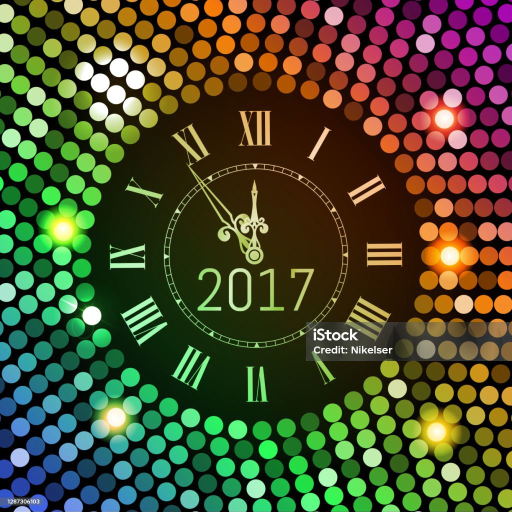 Vectpr Banner New Year 2017 Celebration Background Colored Circle Disco Pattern ...