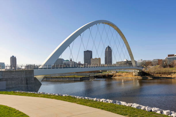 Women of Achievement Bridge Downtown Des Moines stock photo