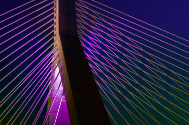 Zakim Bunker Hill Memorial Bridge at night in Boston, Massachusetts, USA