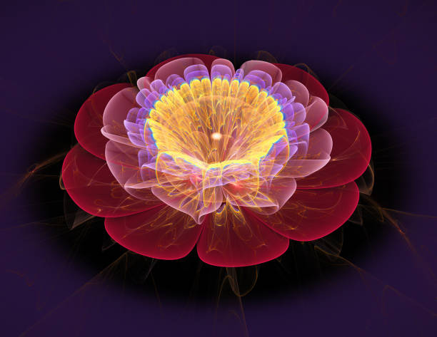 istock Red and yellow fractal flower 1287310225