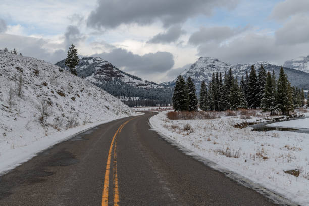 istock Peaceful and beautiful Yellowstone winter landscape and highway 1287310515