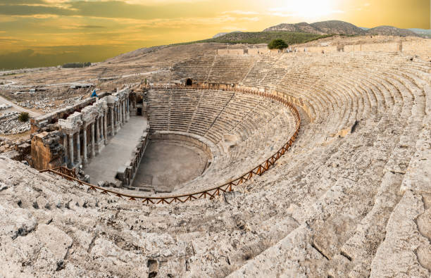 Amphitheater in Hierapolis in Turkey Ancient Roman Amphitheater in Hierapolis, Pamukkale - Turkey denizli stock pictures, royalty-free photos & images