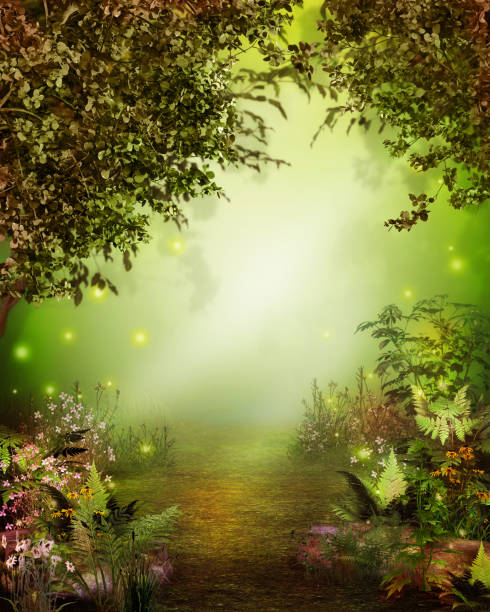 istock Magical enchanting forest opening with a heavenly light 1287313819