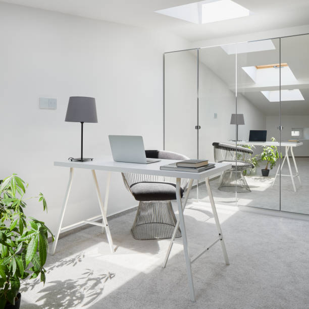 istock Desk in room with mirrored wardrobe 1287316645