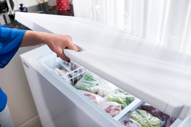 istock Woman hand opening a refrigerator door 1287317563
