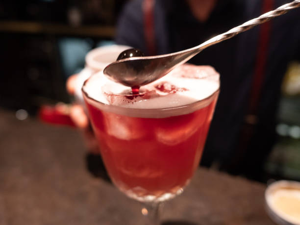 Martini rosso with maraschino cherry cocktail