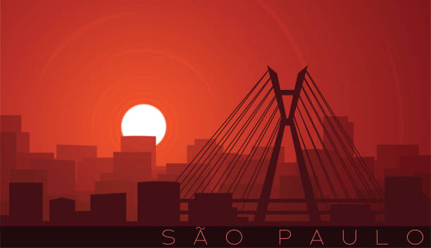Sao Paulo Low Sun Skyline Scene Sao Paulo Low Sun Skyline Scene são paulo state stock illustrations