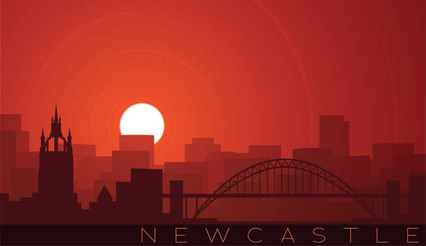 newcastle düşük güneş skyline sahne - newcastle stock illustrations